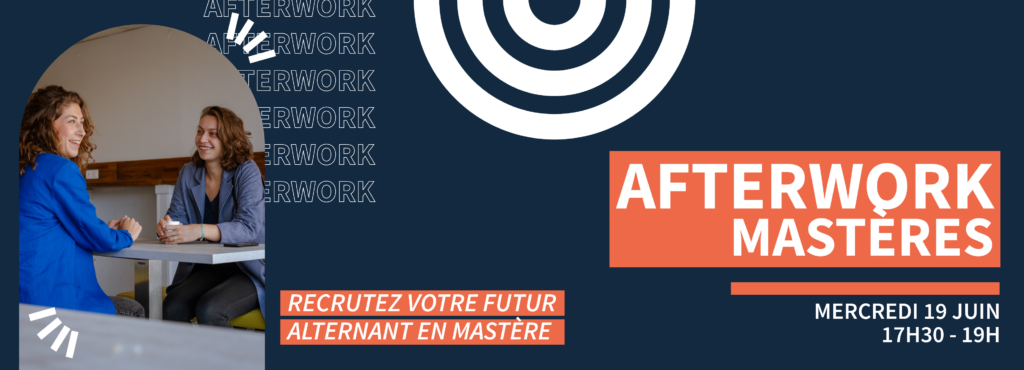 invitation destinée à des entreprises pour un afterwork spécial mastères afin de recruter des alternants en mastères ressources humaines ou communication