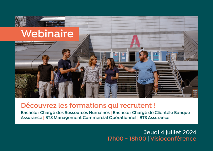 invitation webinaire "les formations qui recrutent" à paropor du BTS ASSURANCE, BTS MCO, Bachelor banque assurance et bachelor chargé des ressources humaines