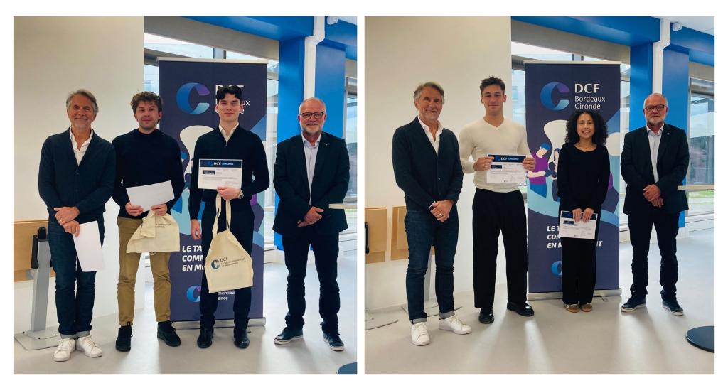 Antoine DUBRAS et Pierre GRACIEUX, 1ere place, Naella OAHMAN et de Louis ULIVI,2e place de la finale régionale campus du lac du DCF challenge