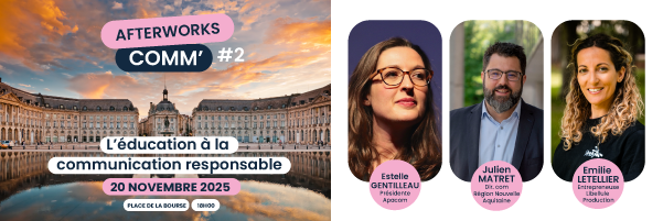 afterwork communication 2e édition du campus du lac avec estelle Gentilleau de l'APACOM, Julien Matret Directeur communication de la région nouvelle aquitaine et Emilie LETELLIER de Libellule Production