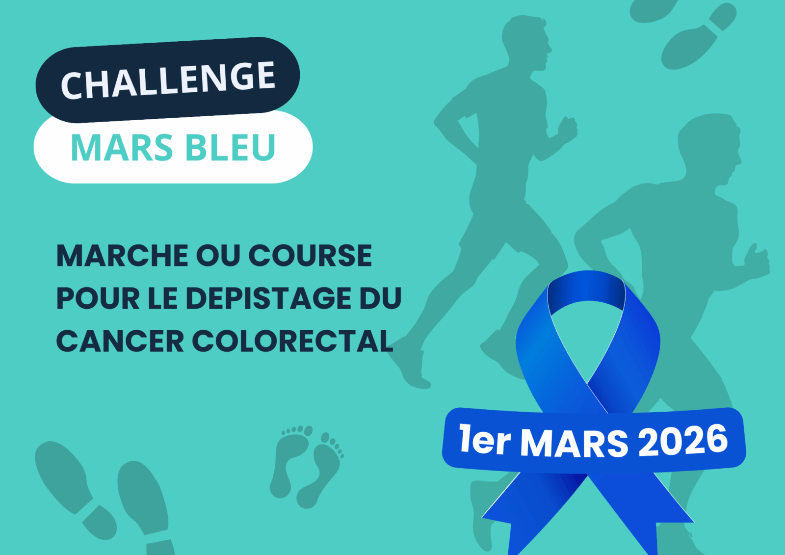 challenge mars bleu pour le dépistage du cancer colorectal avec le campus du lac