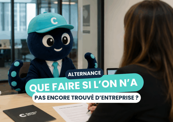 poulpy la mascotte du campus du lac qui passe un entretien pour une alternance